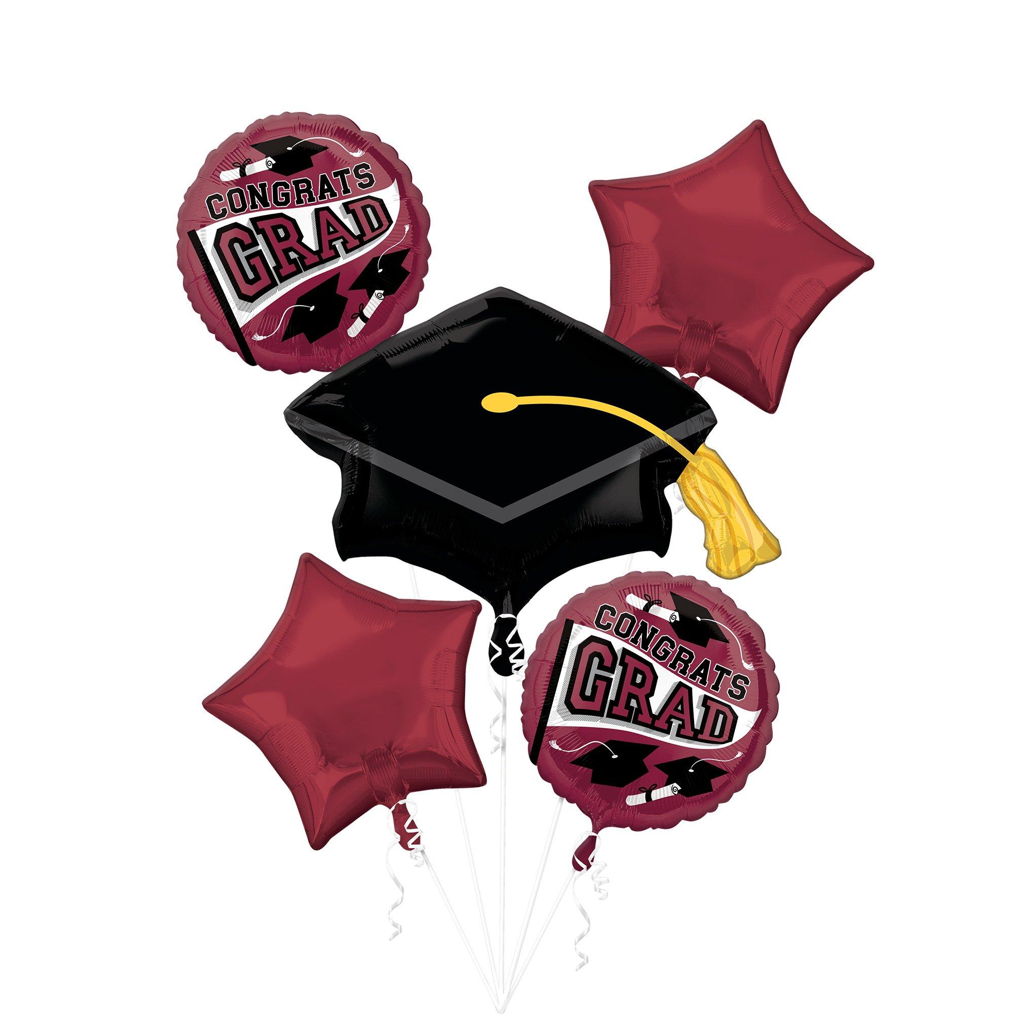 Maroon Congrats Grad Foil Balloon Bouquet - True to Your School